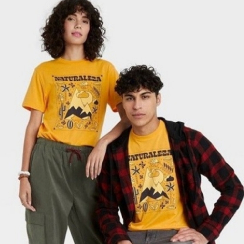 Latino Heritage Shirt Naturaleza Yellow Graphic T-Shirt sz M